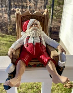 1980 El Dorado Mfg Co Cerámica Papá Noel Detallado Cansado Sentado Rústico Papá Noel - Imagen 1 de 12