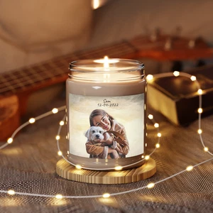 Personalize Your Pet Portrait, Oil Painting Dog and Cat Lover Scented Soy Candle - Picture 1 of 8