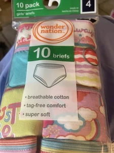 Girls 10 Pack Wonder Nation Multicolor Briefs Panties Underwear Size 4 NEW - Picture 1 of 4