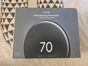Google Nest Learning Thermostat (4th gen) w/ Temperature Sensor Black New #8476 - Picture 1 of 7
