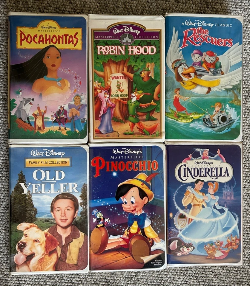 Rare Vintage Walt Disney Lot of 6 Disney Black Diamond Masterpiece VHS Tapes Foto 1 de 2