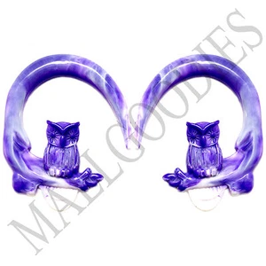 0693 Spiral Owl Taper Expander Stretcher Plugs Gauges Hoops 0G 8mm Purple Violet - Picture 1 of 1