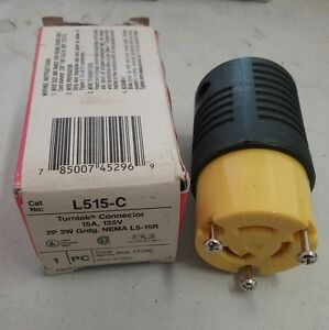PASS SEYMOUR L515-C CONNECTOR PLUG 15AMP 125V 2 POLE 3 WIRE Twist Lock