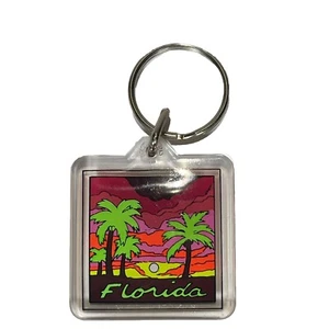 Florida Keychain Acrylic Fob Key Ring United States Travel Souvenir - Picture 1 of 5