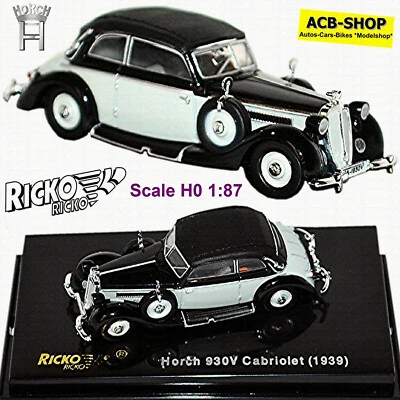 Horch 930V Cabriolet 1939 Grigio + Nero 1:87 Ricko 38880 - Immagine 1 di 4