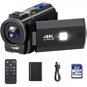 Video Camera Camcorder 4K 30fps 48MP with IR Night Vision Touch Screen 3.0" 270° - Picture 1 of 10