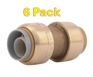 6 pack SharkBite Brass Polybutylene Transition Coupling 1/2 x 1/2 U4008LFZ - Picture 1 of 5