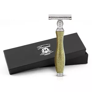 Maquinilla de afeitar de seguridad de doble filo Haryali para hombre y mujer, mango de metal antiguo, dorado - Imagen 1 de 9