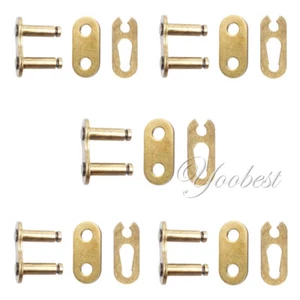 5pc Gold 420 Pit Dirt Bike ATV Quad Joining Drive Chain Split King Link Chinese - Picture 1 of 3