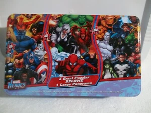 Marvel Heros Jigsaw Puzzle: 3 Puzzles are 1 Panorama: EUC - Picture 1 of 6