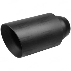 4" Angle Cut Double Edge Stainless Steel Matte Black Exhaust Tip (2 1/2" inlet) - Picture 1 of 1