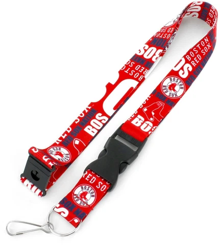 Boston Red Sox Baseball Team Logo MLB Dynamic Lanyard Keychain w/ Safety Clip Cover