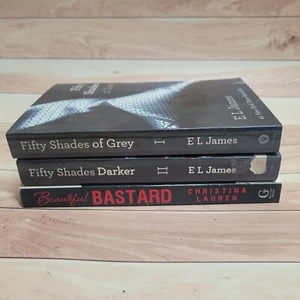 3 book Lot Fifty Shades of Grey, Fifty Shades Darker, & Beautiful Bastard - Picture 1 of 15
