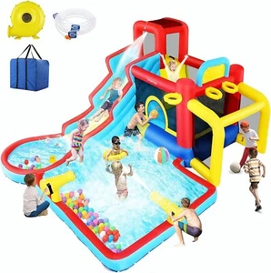Inflatable Bounce House w/Blower Water Slide Bounce Castle with Water Cannons A+ - Picture 1 of 11