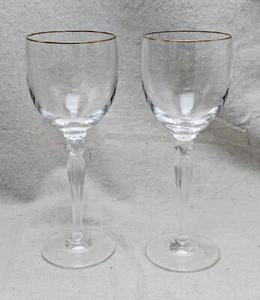 Two Waterford Carleton Gold Wine Glasses 7 3/4 inch - Picture 1 of 5