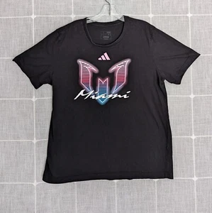 Adidas Messi Inter Miami CF Shirt Mens Large Black Neon Pink Logo Graphic Tee - Picture 1 of 12