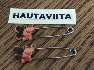 Mickey Mouse Walt Disney Productions Diaper Pins Lot 1960s Hong Kong 2x - Picture 1 of 2