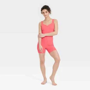 All In Motion angerauter geformter gerippter kurzer Aktiv-Body leuchtendes Pink Small neu mit Etikett - Bild 1 von 2