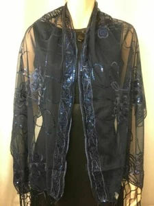 Sequin Glitter Beaded Shawl mass  Scarf Wrap Veil Forma Party Prom festival - Picture 1 of 34