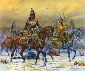 PLAQUE MÉTAL  guerre soldat militaire empire napoléon cavalerie  30 X 20 CM