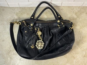 Vtg Juicy Couture Black Leather Tassel Hobo Handbag Designer 90's Y2K READ Desc - Picture 1 of 24
