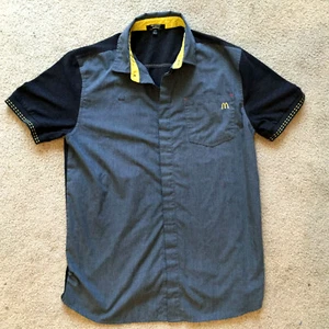 Men's MCDONALDS Button Up Short Sleeve Gray Black Shirt Sz Med. Regular - Picture 1 of 3