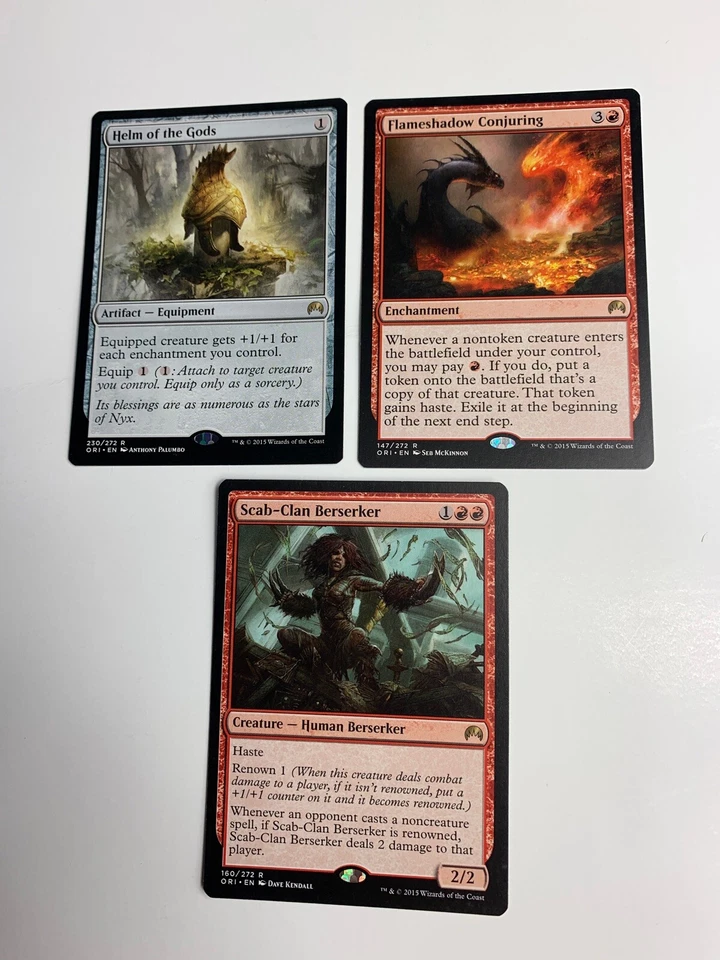 MTG Cards Flameshadow Conjuring Scab Clan Berserker Helm of the Gods Origins - Image 1 of 4