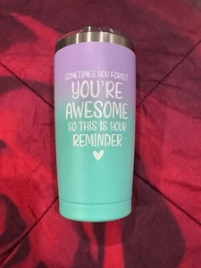 20oz Tumbler - Pastel Purple and Green Teal Thermal Stainless Steel Cup - Picture 1 of 6