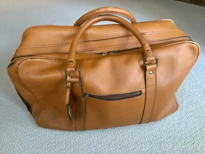 VINTAGE 1970's CONDOR BRITISH TAN LEATHER OVERNIGHT DUFFEL GYM BAG - Image 1 of 4