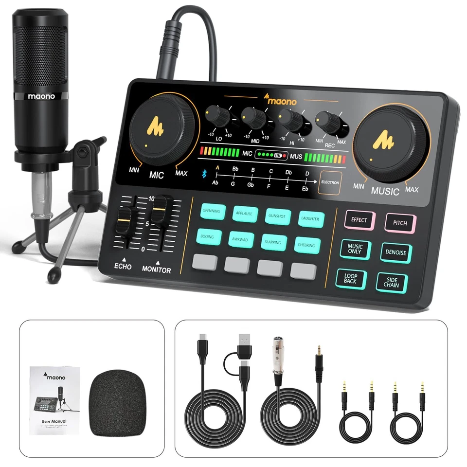 MAONO Podcast Equipment Bundle Audio mixer All-in-One Podcast Production Studio - Image 1 of 4