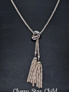 Sterling 925 silver unusual rope chain lariat tassel necklace Germany Perfect - Bild 1 von 8