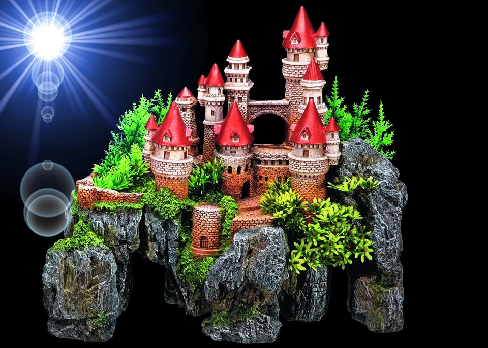 Aqua Ornaments Schloss mit Pflanzen 37cm | Aquariendeko Dekoration Aquarium