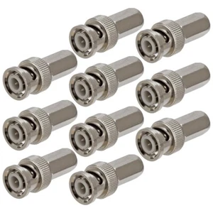 10 Pcs BNC Male Twist On RG59 Coax Coaxial Cable Connector CCTV Security Camera - Picture 1 of 2