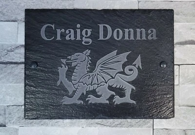Slate House Sign 29cm x 21cm Plaque Large Personalised Laser Engraved & Fixings - Image 1 of 4