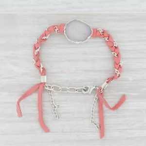 Neu Nina Wynn Cordelia Armband Gewebt Rosa Leder Weiß Druzy Quarz - Bild 1 von 5