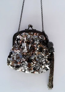 Vintage Sequin Bag Purse Gatsby Style for Bridal Wedding Formal Eve - Picture 1 of 17
