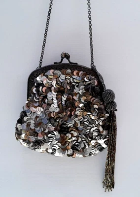 Vintage Sequin Bag Purse Gatsby Style for Bridal Wedding Formal Eve - image 1 of 4
