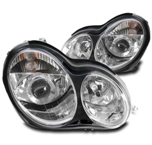 FOR 01-07 MERCEDES W203 C230 C240 C320 4DR CHROME PROJECTOR HEADLIGHTS HEADLAMPS - Picture 1 of 4