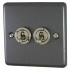 G&H CP82A-SS Standard Plate Pewter 2 Gang 1 x 2W 1 x Intermediate Toggle Switch
