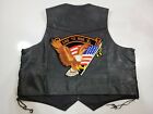 Leather King Black Motorcycle Vest Live To Ride Color Flag Lace Men's Sz. 60