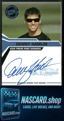 2008 Press Pass Denny Hamlin Signings Blue #11/25 - Image 1 of 2