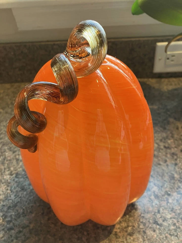 "Calabaza naranja brillante alta soplada a mano 8,5""" Foto 1 de 1