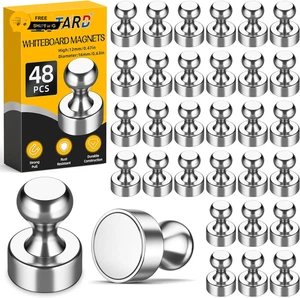 Confezione 48 Spille Magnetiche Calamite Frigo Lavagna Bianca, Piccolo Neodimio Ma - Foto 1 di 7