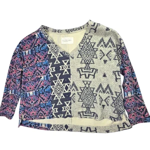 Pilcro Anthropologie Sweater Top Women S Oversized Boxy Thermal Aztec Boho Hippy - Picture 1 of 13