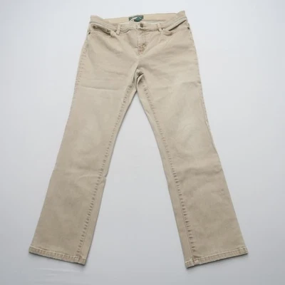 Pantalones de mezclilla para mujer Lauren Ralph Lauren talla 12 Petite 12P beige pierna recta Foto 1 de 4