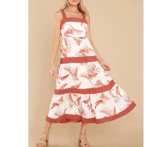By The River Damen Medium Midikleid ärmellos Tropical Print Freizeit - Bild 1 von 11