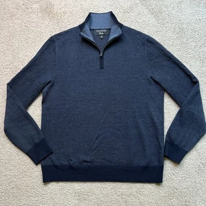 Suéter Merino Italiano Banana Republic Baruffa Hombre Medio Azul 3/4 Cremallera - Imagen 1 de 8
