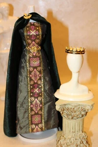 Barbie grünes keltisches Kleid Mittelalter Umhang Krone CE Kleidung passt Silkstone Muse - Bild 1 von 21