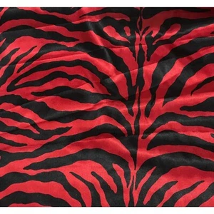 Remnant Sale 17"x57" -Red & Black Zebra Stripes Faux Silk Charmeuse Satin Fabric - Picture 1 of 2