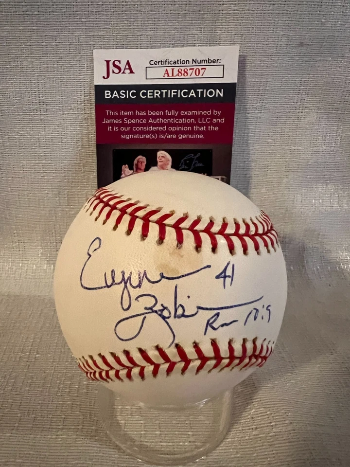 Béisbol Rawlings autografiado por Eugene Robinson firmado por Gene Budig JSA Foto 1 de 4